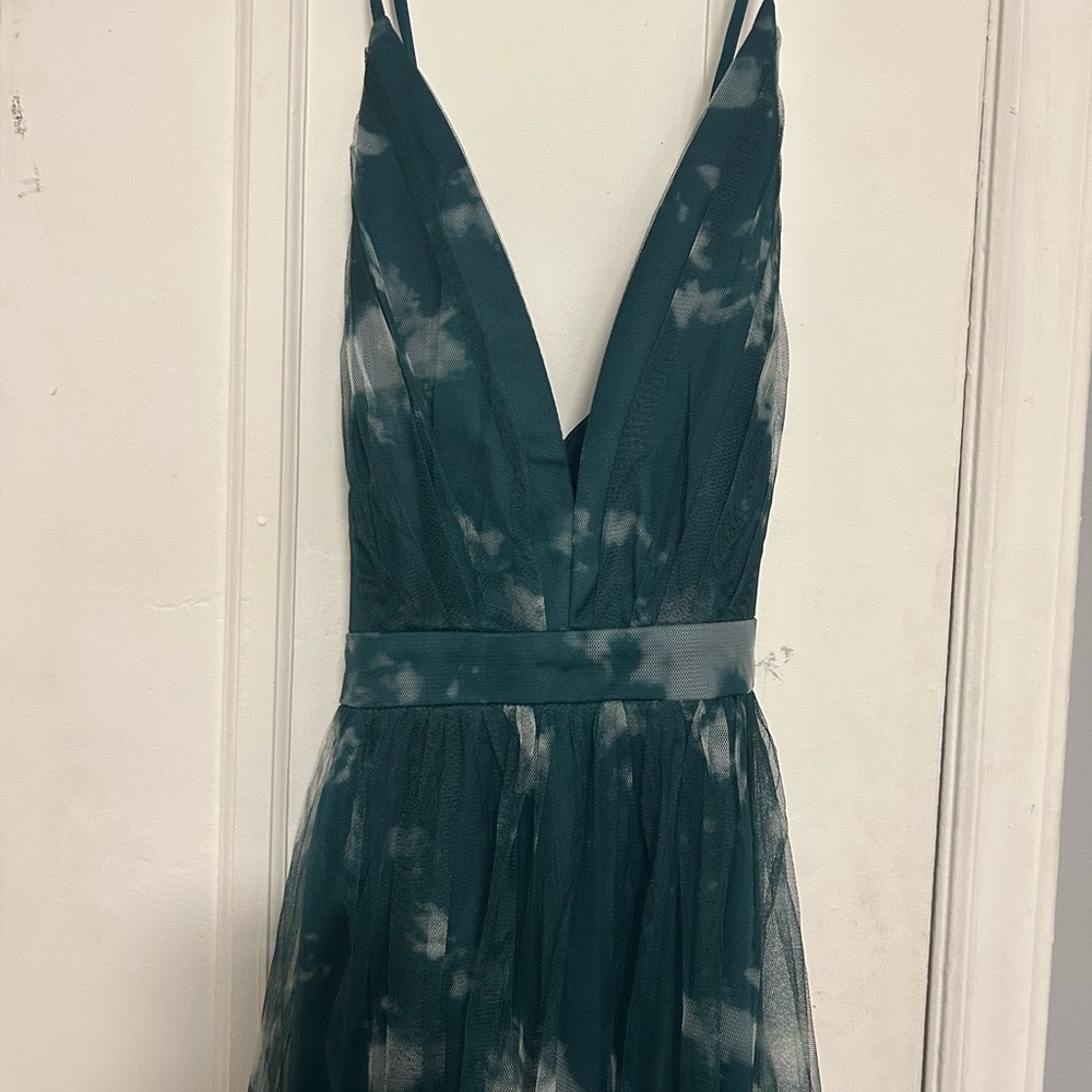 Elegant Moment Emerald Green Tie-Dye Backless Maxi Dress - Picture 4 of 5